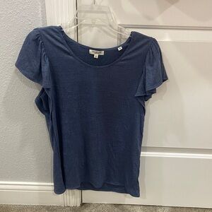 Max studio Navy Flutter-Sleeve Tee